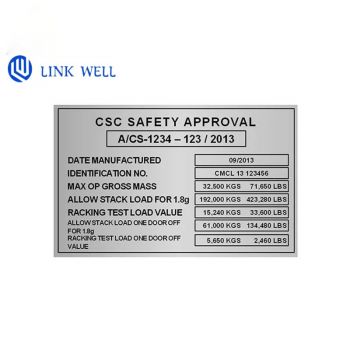 304 Stainless Steel Container CSC Plate