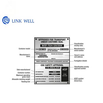 304 Stainless Steel Container CSC Plate