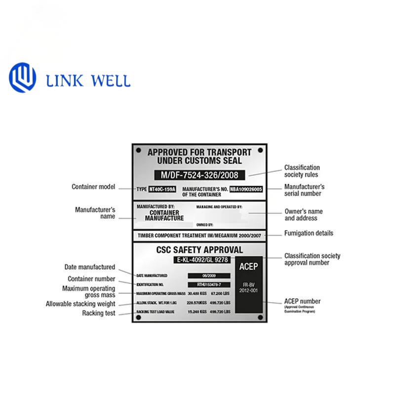 304 Stainless Steel Container CSC Plate